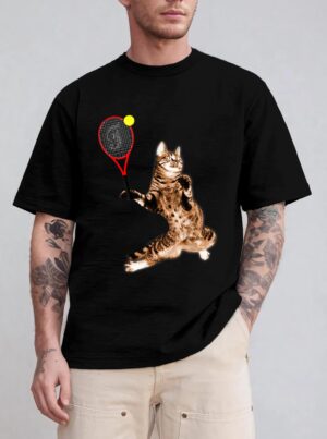FUNNY TENNIS GAME T-SHIRT FUNNY CAT RACKET FOR MEN WOMEN T-Shirt