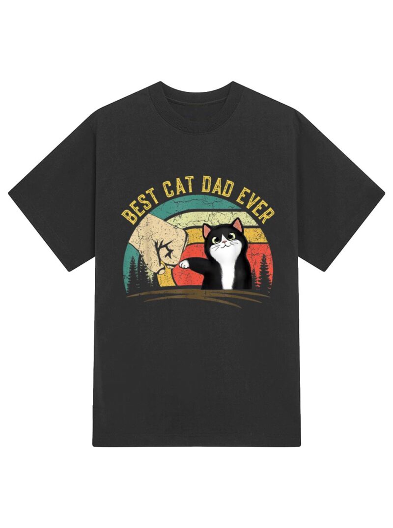 Father's Day 2022 Cat Dad gifts For Men Best Cat Dad Ever T-Shirt - Image 2