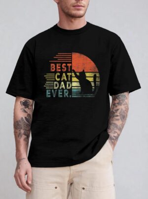 Father's Day Cat Daddy gifts 2022, Vintage Best Cat Dad Ever T-Shirt