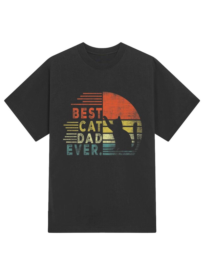 Father's Day Cat Daddy gifts 2022, Vintage Best Cat Dad Ever T-Shirt - Image 2