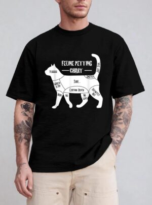 Feline Petting Chart Cat Apparel T-Shirt