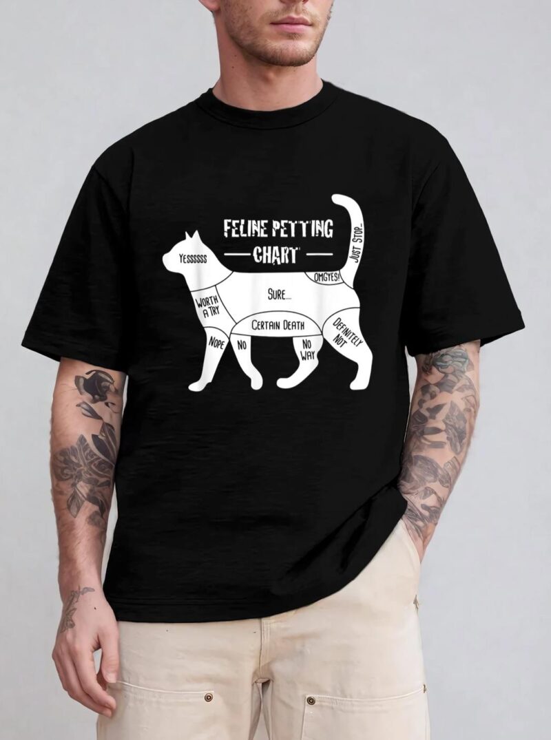 Feline Petting Chart Cat Apparel T-Shirt