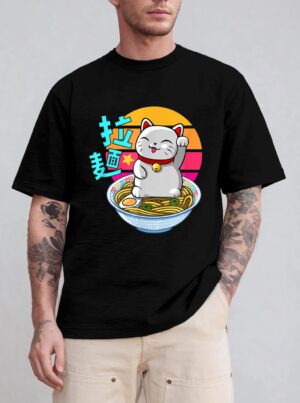 Fortune Cat Ramen Kawaii Maneki Neko T-Shirt