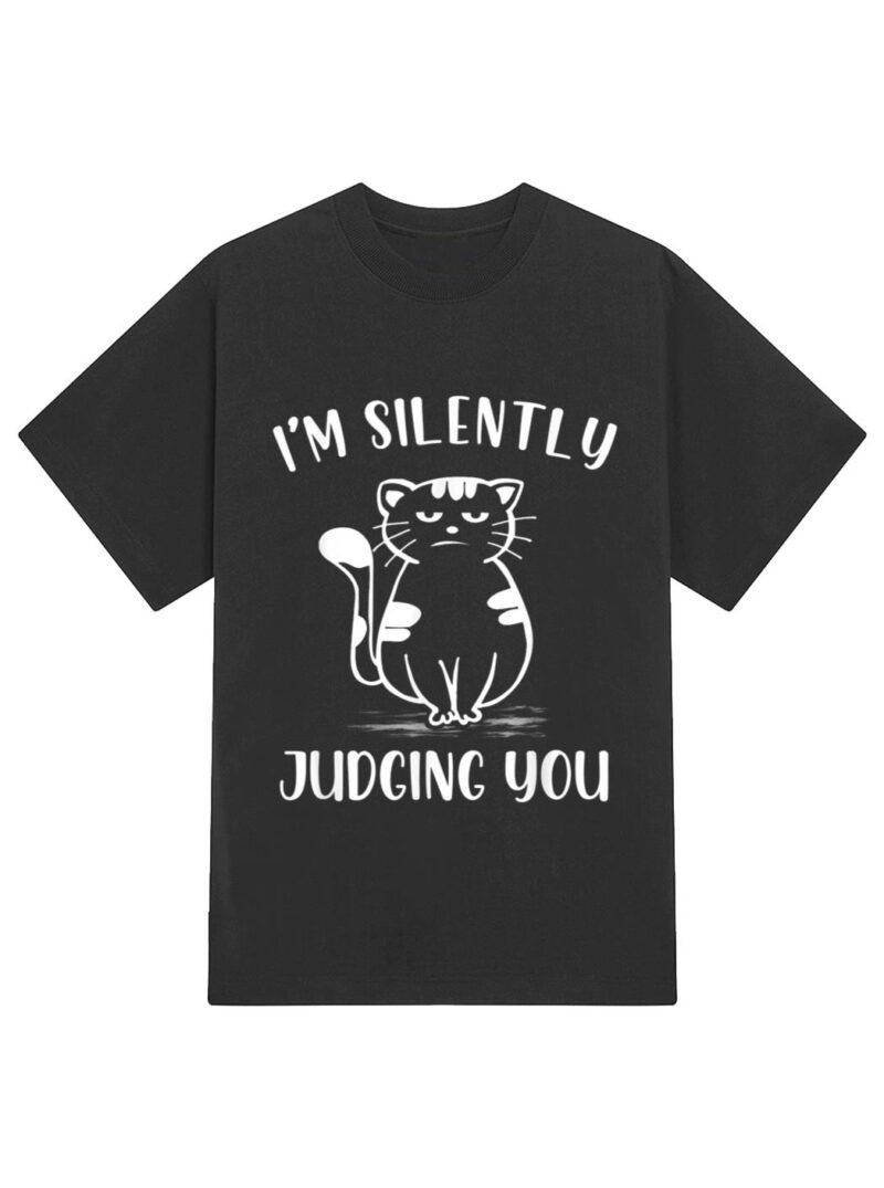 Funny Black Cat I'm Silently Judging You Retro T-Shirt - Image 2