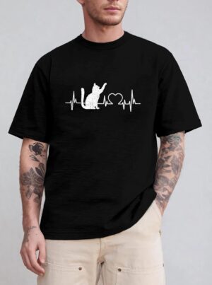 Funny Cat  for Women - Meowy Cute Cat Lover Heartbeat T-Shirt
