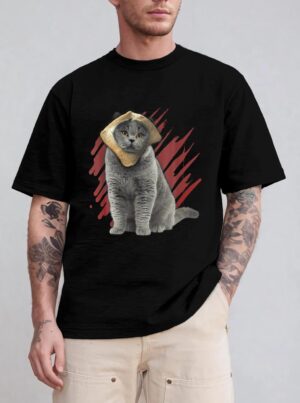 Funny Cat Apparel Cat With Slice Of Bread On Face Cat Lovers T-Shirt
