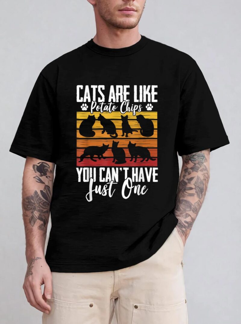 Funny Cat Owners Cat Lovers Cats Are Like Potato Chips T-Shirt