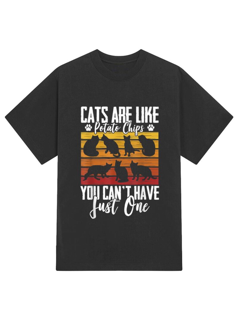 Funny Cat Owners Cat Lovers Cats Are Like Potato Chips T-Shirt - Image 2
