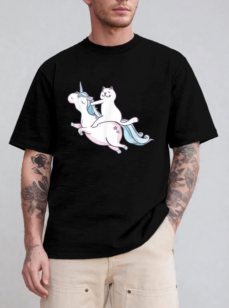 Funny Cat Riding Unicorn T-Shirt Hipster Always Be You Kitty T-Shirt