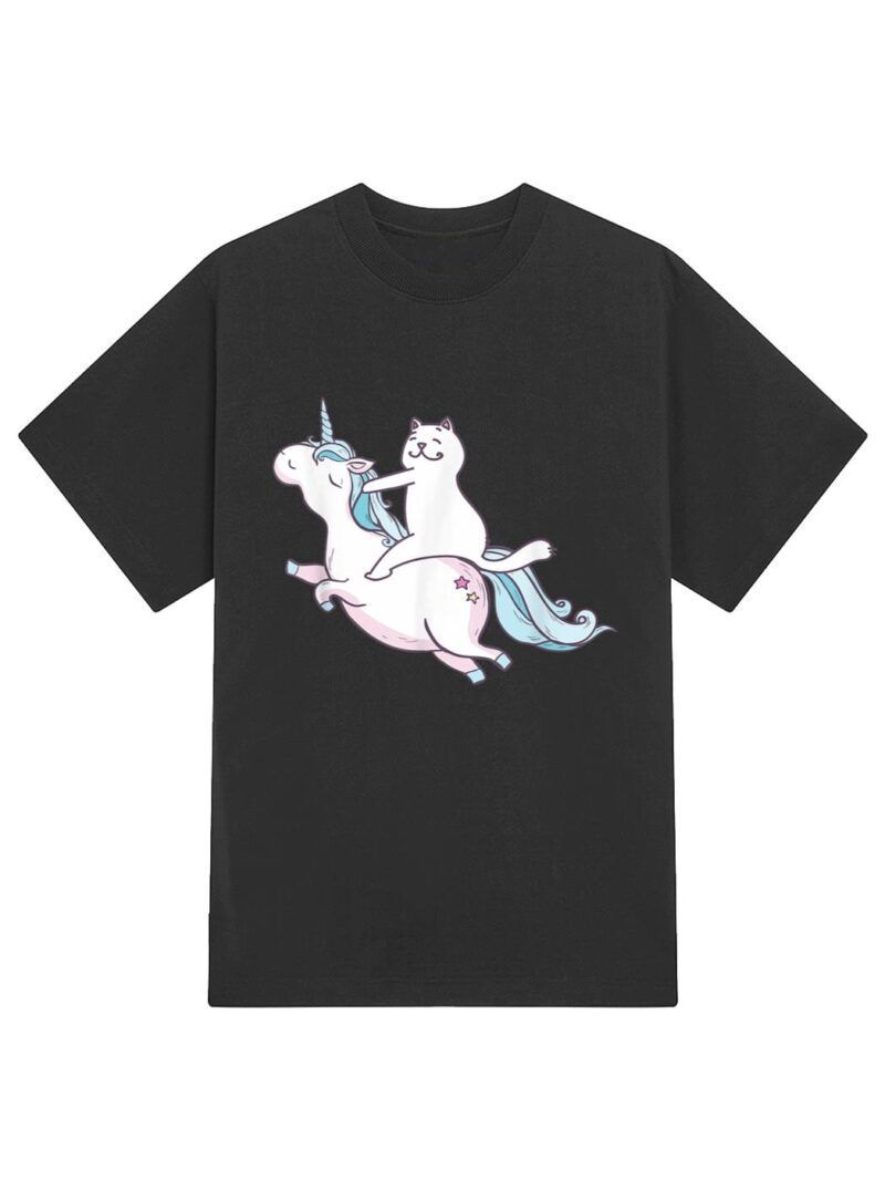 Funny Cat Riding Unicorn T-Shirt Hipster Always Be You Kitty T-Shirt - Image 2