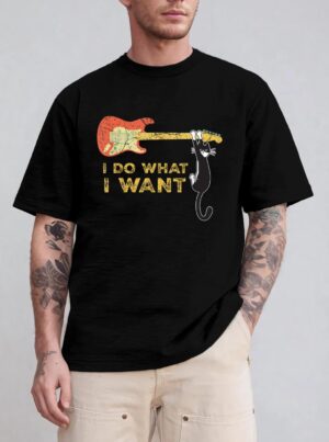 Funny Guitar Lover gifts, Retro I do what I want with my cat T-Shirt