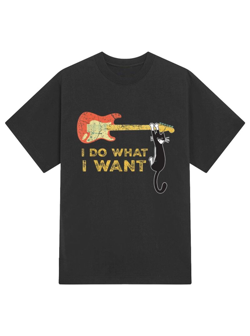 Funny Guitar Lover gifts, Retro I do what I want with my cat T-Shirt - Image 2