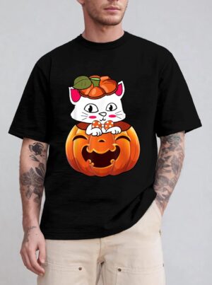 Funny Halloween Jack-O-Lantern Pumpkin Cat Gifts T-Shirt