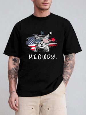 Funny Meowdy Cat Shirt Cat America Meowica Cat T-Shirt