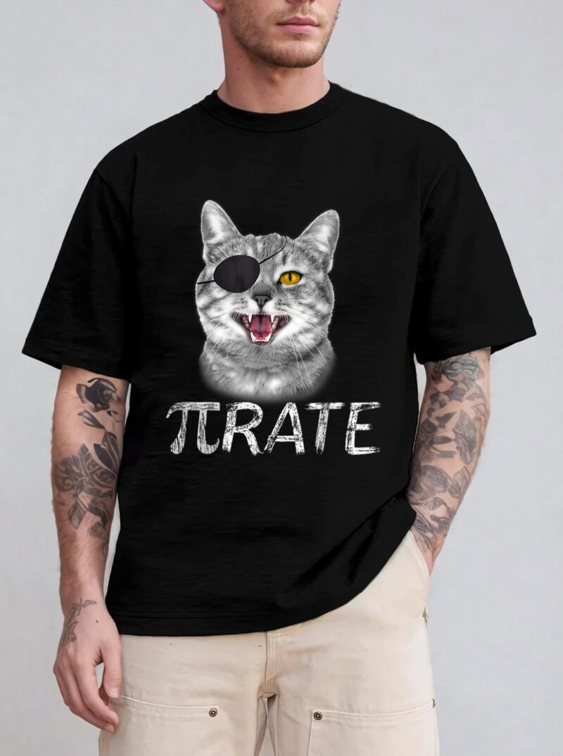 Funny Pi Day Math Science Cat Pirate T-Shirt