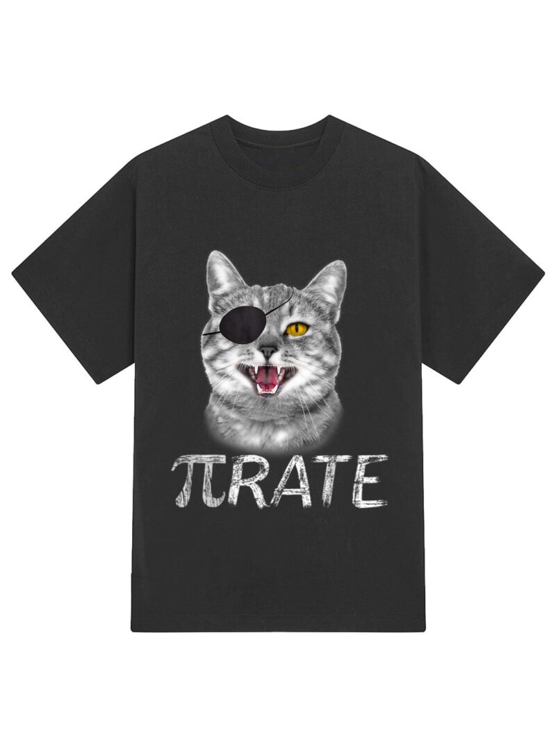 Funny Pi Day Math Science Cat Pirate T-Shirt - Image 2
