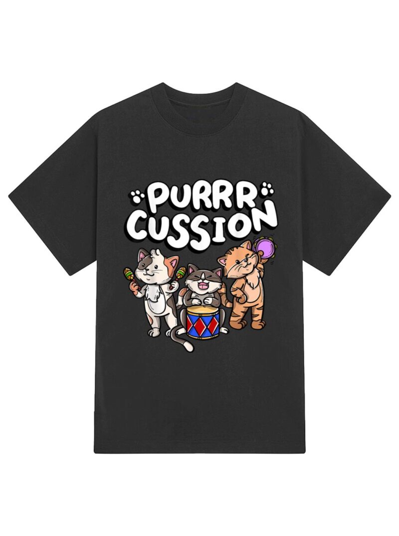 Funny Purrr Cussion Kitty Cat Percussion Player Music T-Shirt - Image 2