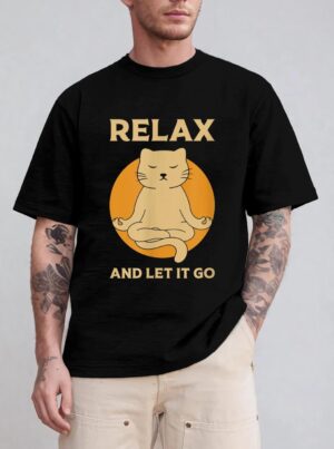 Funny cat Graphic Yoga Zen Meditation T-Shirt