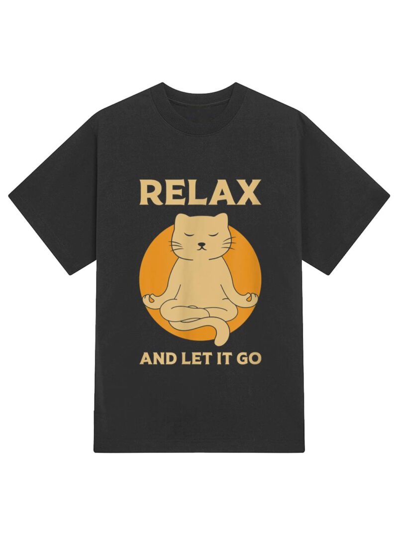 Funny cat Graphic Yoga Zen Meditation T-Shirt - Image 2