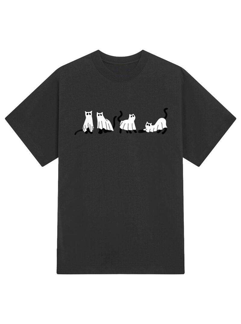 Ghost Cats Halloween Costume For Cat Lovers T-Shirt - Image 2