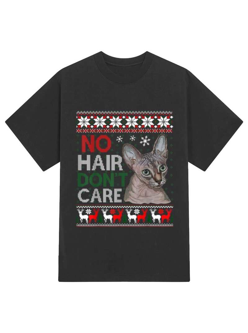 Hairless Cat Ugly Christmas Sweater Sphynx Cat T-Shirt - Image 2