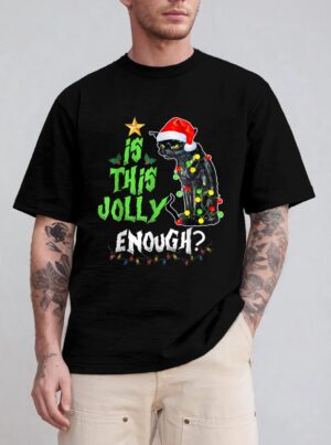 Halloween Is This Jolly Enough Noel Cat Merry Christmas T-Shirt