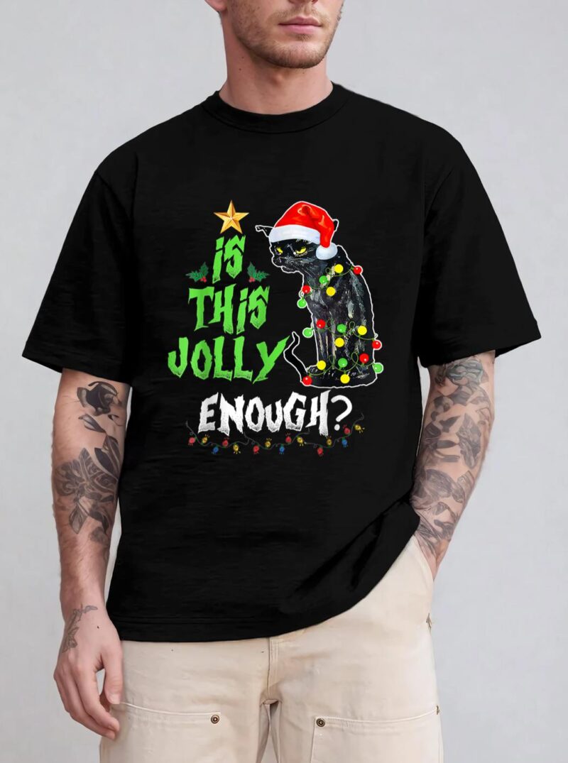 Halloween Is This Jolly Enough Noel Cat Merry Christmas T-Shirt