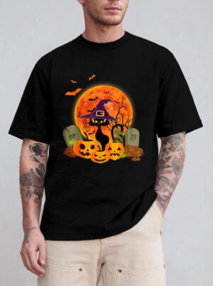 Halloween Scary Black Cat Funny Halloween Costume T-Shirt