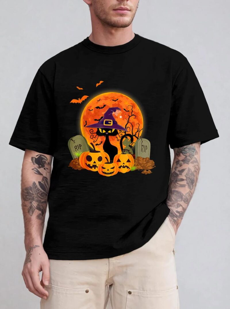 Halloween Scary Black Cat Funny Halloween Costume T-Shirt