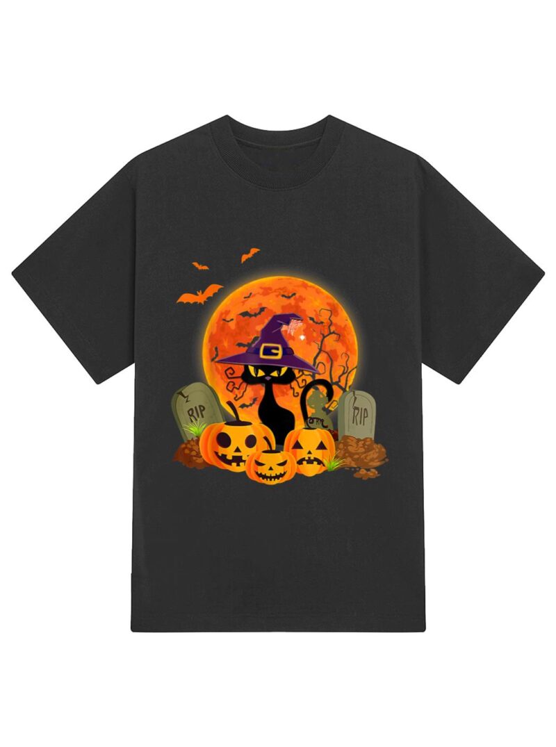 Halloween Scary Black Cat Funny Halloween Costume T-Shirt - Image 2