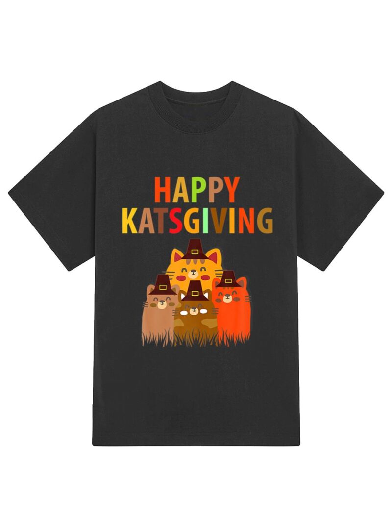 Happy-Katsgiving Thanksgiving-Cats Lovers-Pilgrim Hat Premium T-Shirt - Image 2