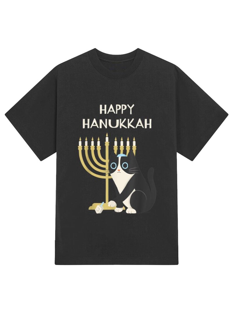 Happy Hanukkah Cat  Hanukkah T-Shirt - Image 2