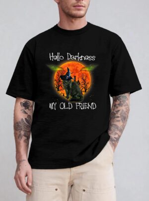 Hello Darkness My Old Friend Halloween Black Cat T-Shirt