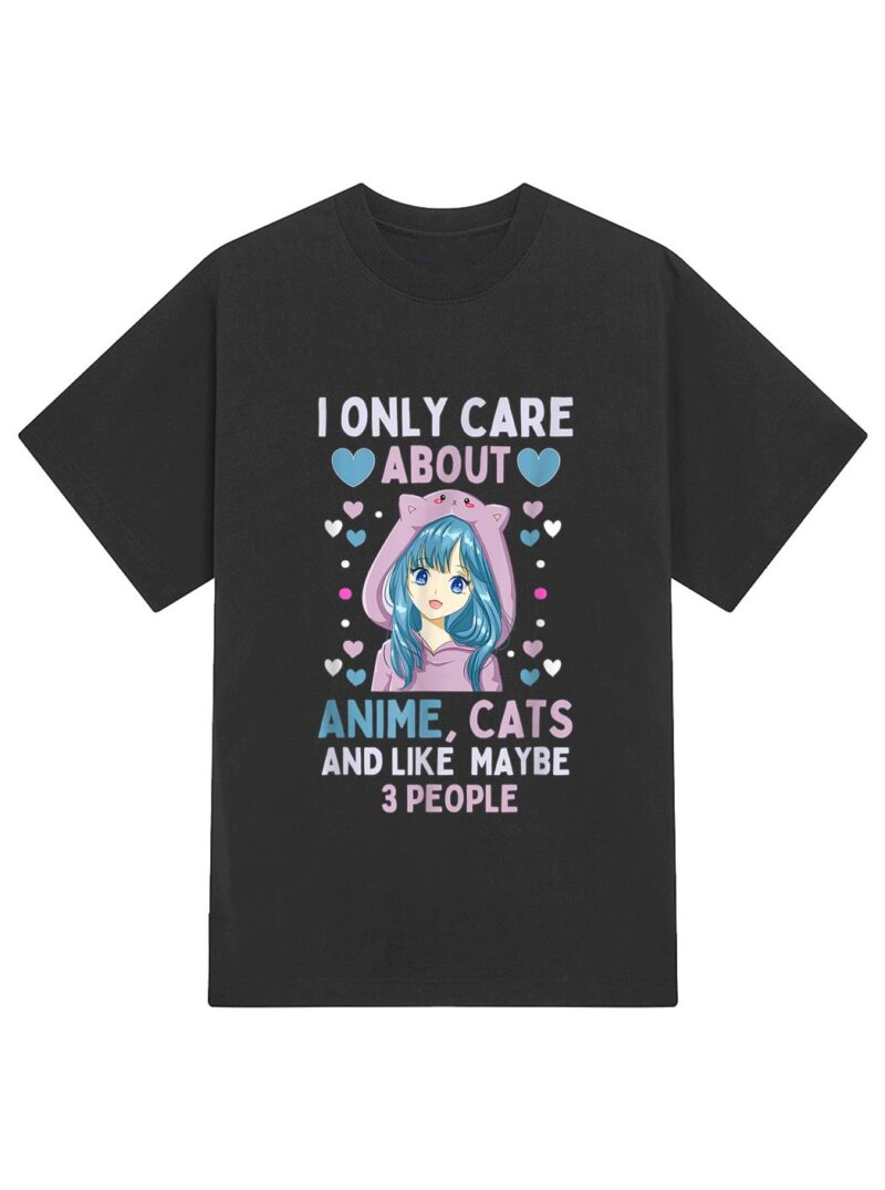 I Only Care About Anime & Cats and Like 3 People Japan Anime T-Shirt - Image 2