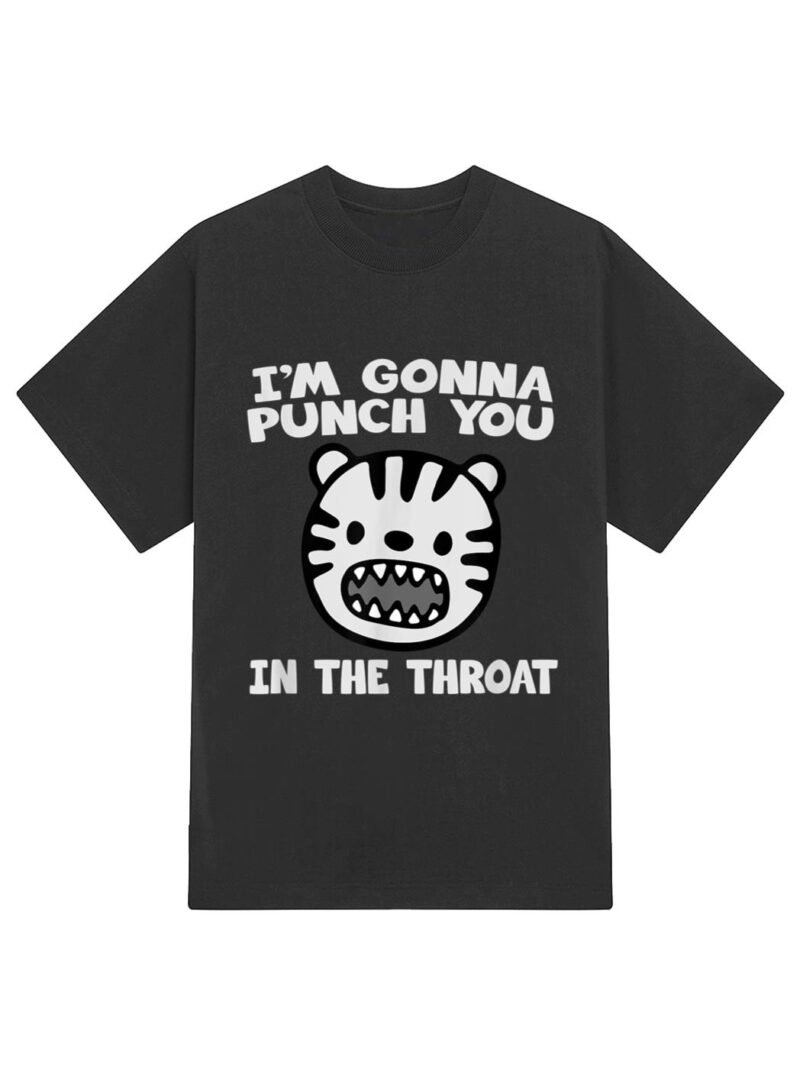 I'm Gonna Punch You In The Throat Funny Lion Cat T-Shirt - Image 2