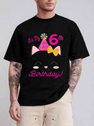 Its My 6H Birthday Girl Kitty Cat Heme Party Six T-Shirt