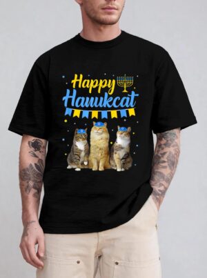 Jewish Hanukkah Cat Happy Hanukcat Christmas Sweater Cat T-Shirt