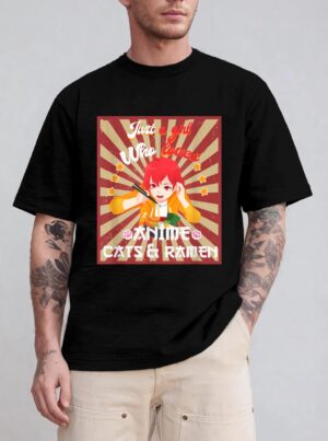Just A Girl Who Loves Anime & Cats Kawaii Japanese Teen Girl T-Shirt
