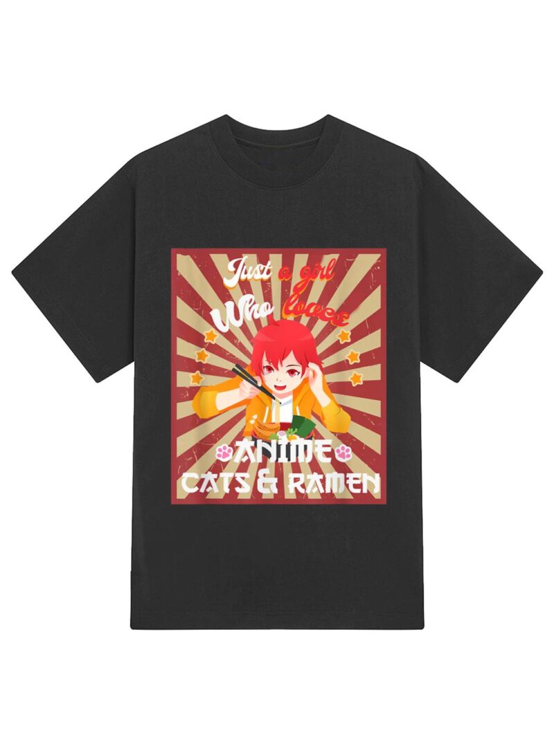 Just A Girl Who Loves Anime & Cats Kawaii Japanese Teen Girl T-Shirt - Image 2