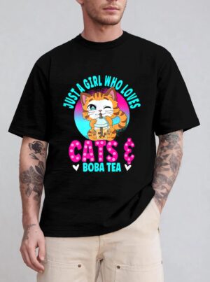 Just A Girl Who Loves Boba Ea Cat Bubble Ea T-Shirt