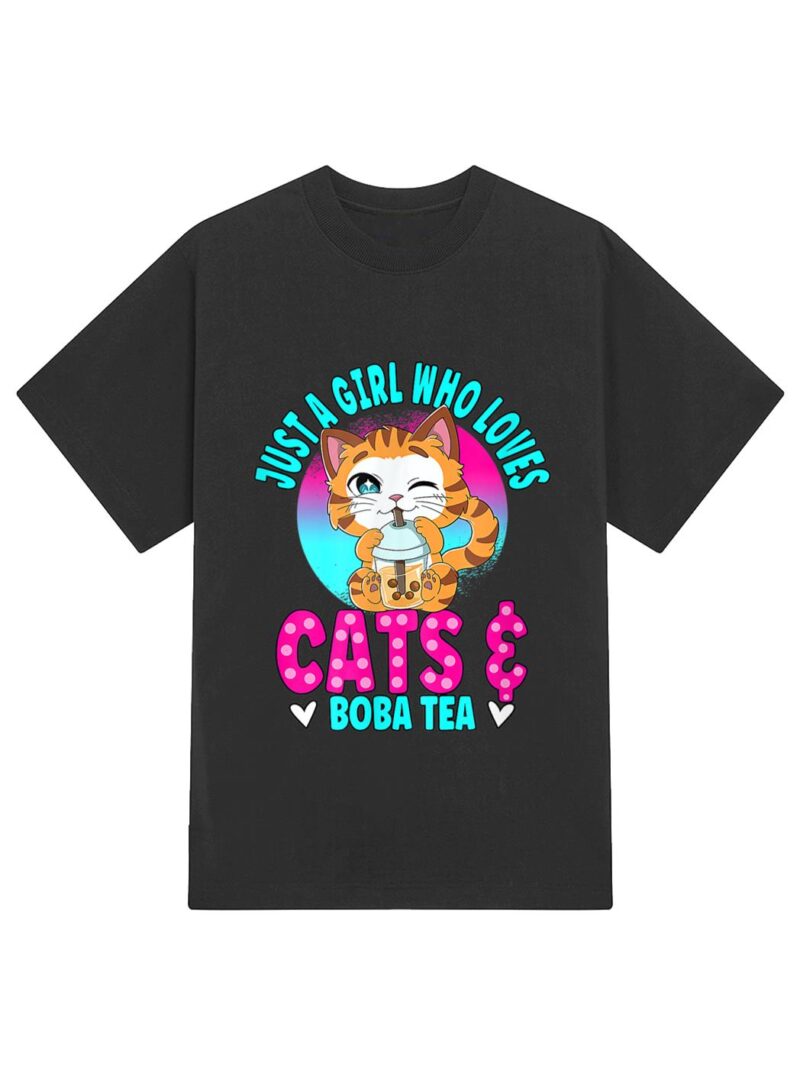 Just A Girl Who Loves Boba Ea Cat Bubble Ea T-Shirt - Image 2