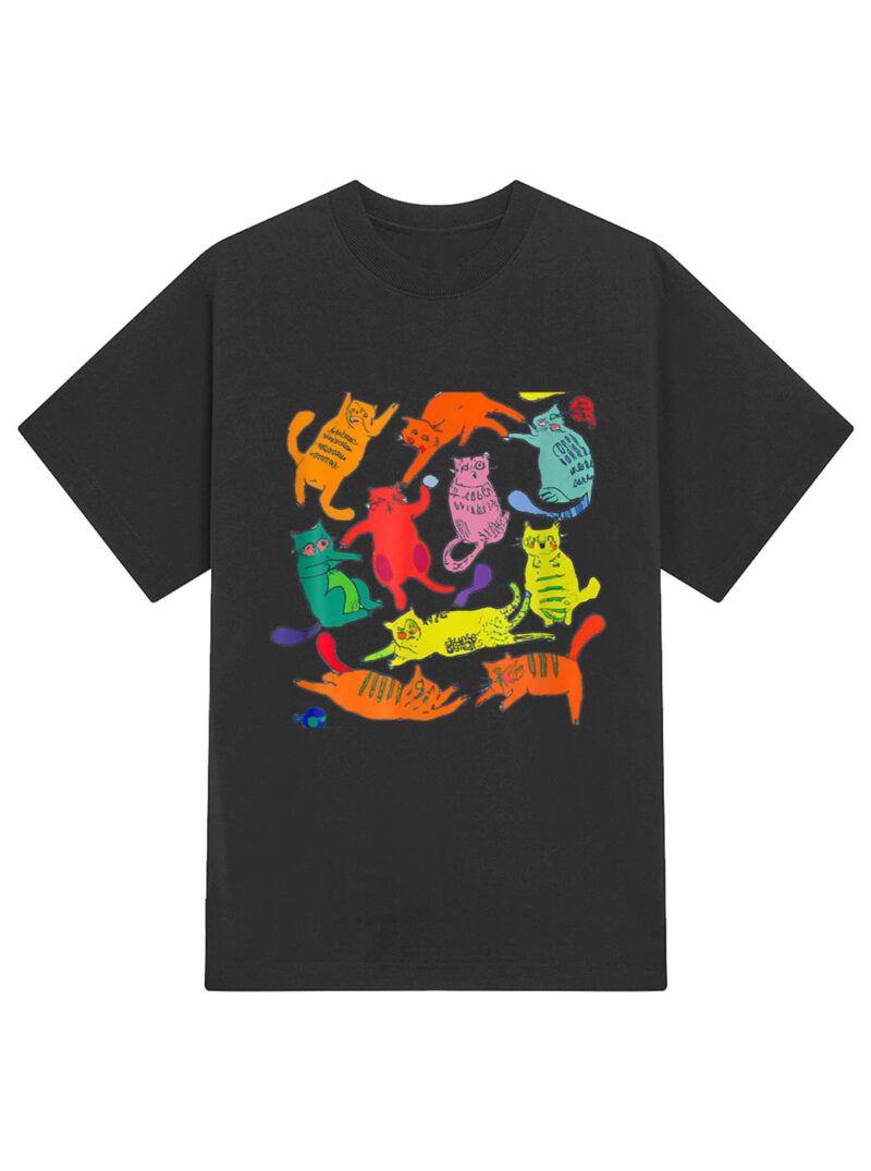 Just A Girl Who Loves Cats Cute Cat Lover Ee Multicolor T-Shirt - Image 2