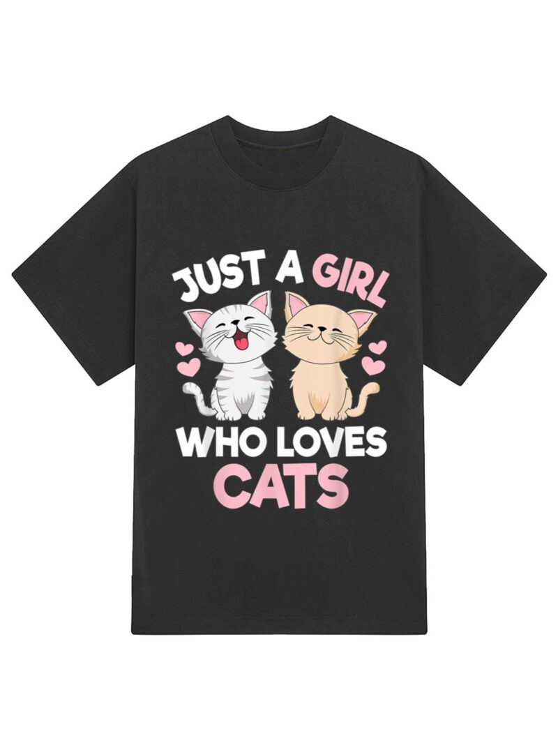 Just A Girl Who Loves Cats Cute Cat Lover T-Shirt - Image 2