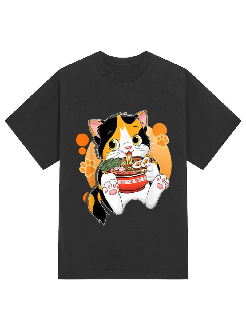 Kawaii Anime Cat  Japanese Ramen Noodles Gift T-Shirt - Image 2