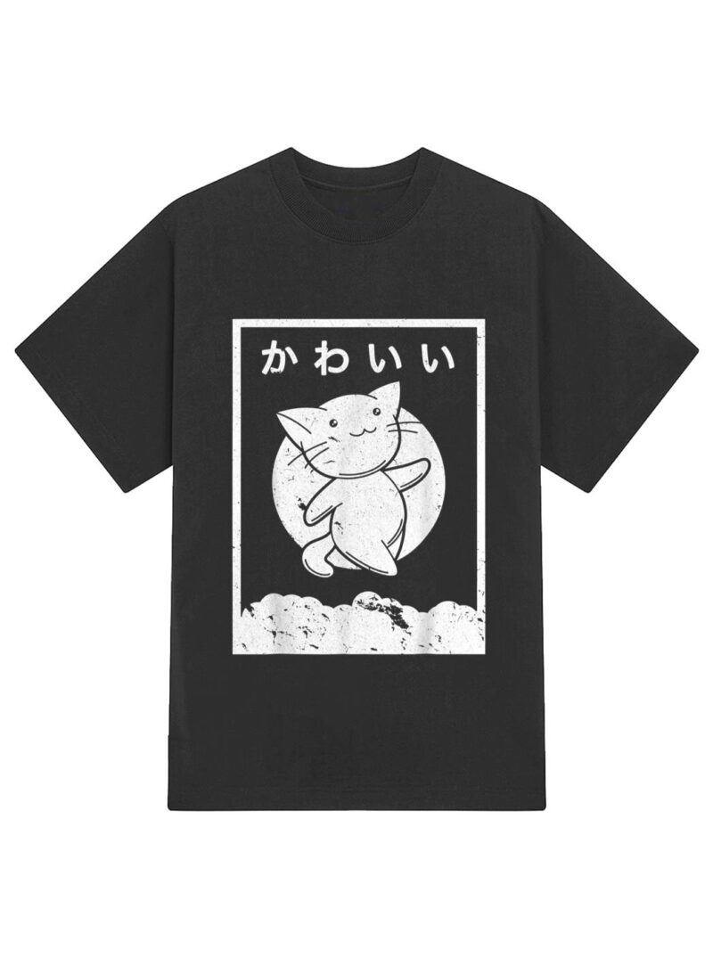 Kawaii Cat . Retro Style Anime T-Shirt - Image 2