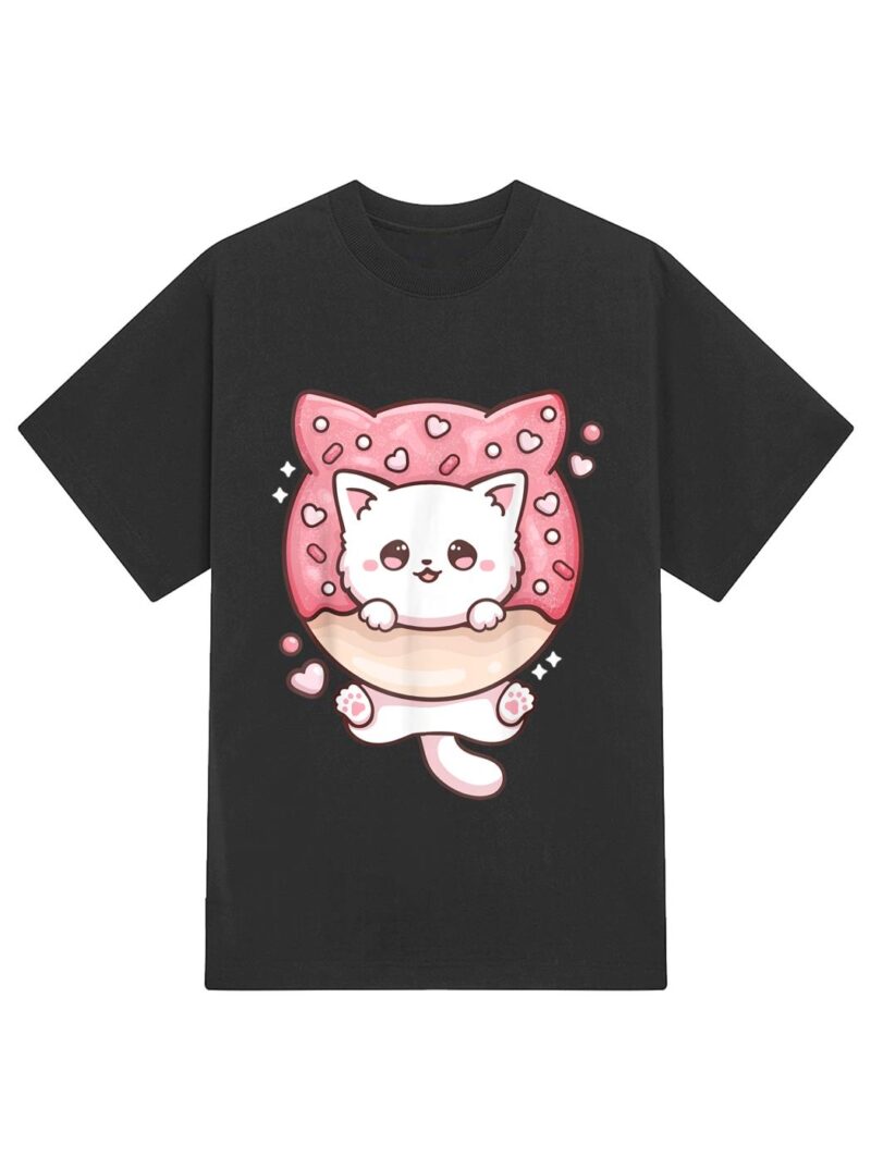 Kawaii Cat Donut Anime Lover Otaku T-Shirt - Image 2