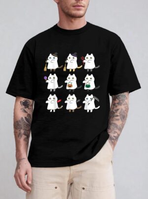 Kawaii Cat Ghosts Black Cat Halloween Cute Costume Spooky T-Shirt
