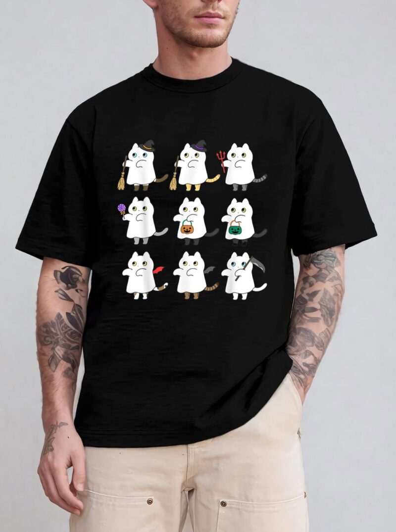 Kawaii Cat Ghosts Black Cat Halloween Cute Costume Spooky T-Shirt