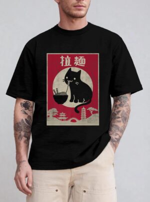 Kawaii Cat Ramen Vintage Anime Japanese Food Girls Boys Teen Premium T-Shirt