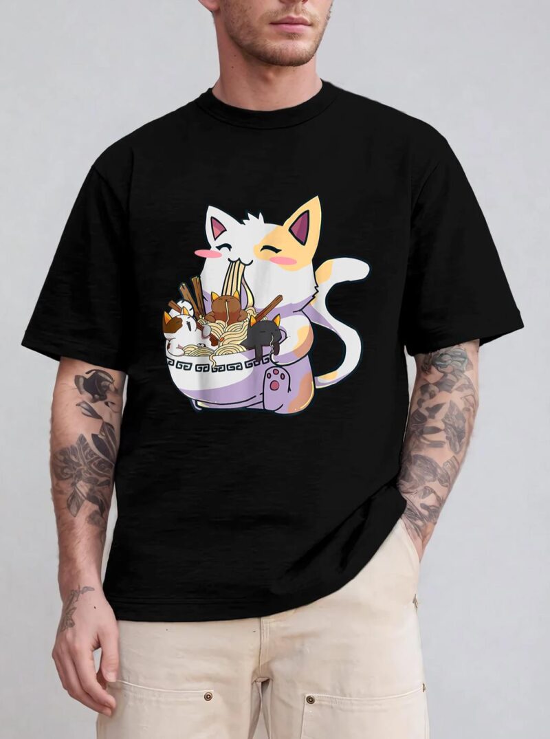 Kawaii Neko Cat Ramen Bowl Anime Japanese Noodles T-Shirt